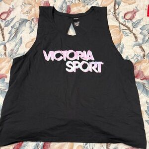 Victoria's Secret Black Muscle Tee with Pink Lettering